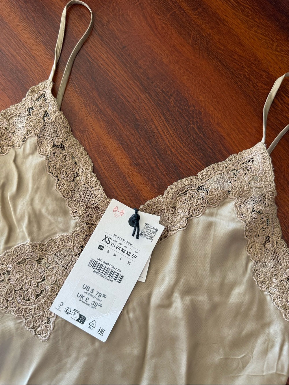 ZARA BNWT ASYMMETRIC SATIN DRESS. LIGHT BEIGE 6895/053/721 - Picture 12 of 12